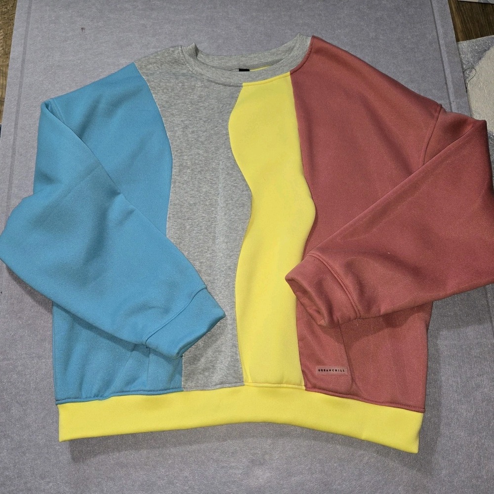 Urban Chill Sweatshirt by Manfinity Colorblock Men's XL Fleece Lined Cozy Yellow